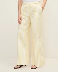 Ann Taylor Weekend Collection Striped Easy Palazzo Pant Yellow Hibiscus Women's