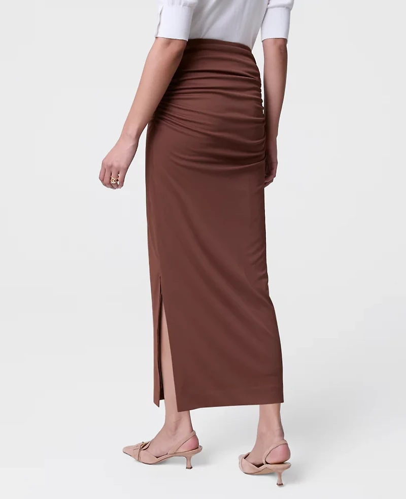 Ann Taylor Petite Ruched Knit Column Skirt French Press Women's