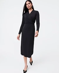 Ann Taylor Petite Draped Knit Midi Sheath Dress Women's