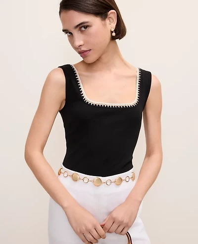 Ann Taylor Crochet Trim Tank Top Women's