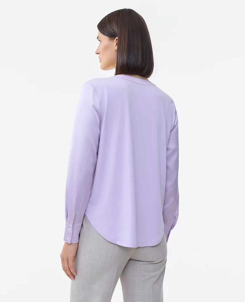 Ann Taylor Mixed Media Pleat Front Top Sunrise Lavender Women's