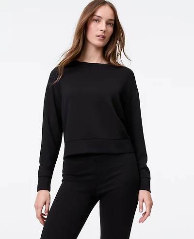 Ann Taylor Petite Weekend Collection Cloud Plush Crew Neck Sweatshirt Black Women's