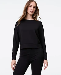 Ann Taylor Petite Weekend Collection Cloud Plush Crew Neck Sweatshirt Black Women's