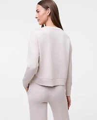 Ann Taylor Petite Weekend Collection Cloud Plush Crew Neck Sweatshirt Muted Taupe Heather Women's