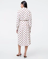 Ann Taylor Petite Dotted Satin Midi Shirtdress Tortoise Shell Women's