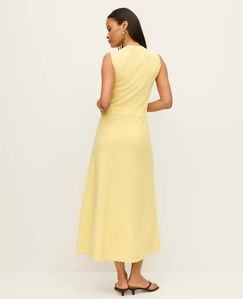 Ann Taylor Petite Scalloped Midi Sweater Dress Fresh Pineapple Women's