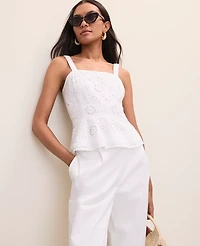 Ann Taylor Eyelet Peplum Top White Women's