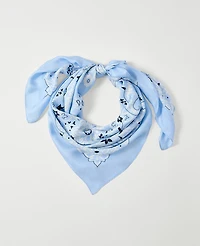 Ann Taylor Bandana Print Oversized Silk Scarf Daybreak Blue Women's