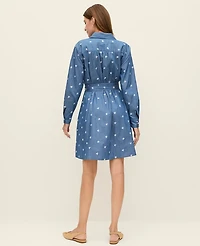 Ann Taylor Weekend Collection Embroidered Belted Dress White 9000 Women's