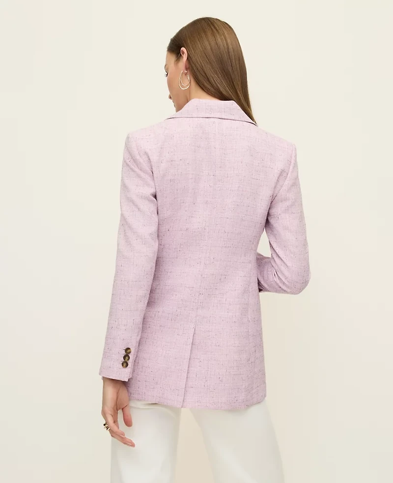 Ann Taylor The Long One Button Blazer Tweed Violet Orchid Women's
