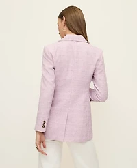 Ann Taylor The Long One Button Blazer Tweed Violet Orchid Women's