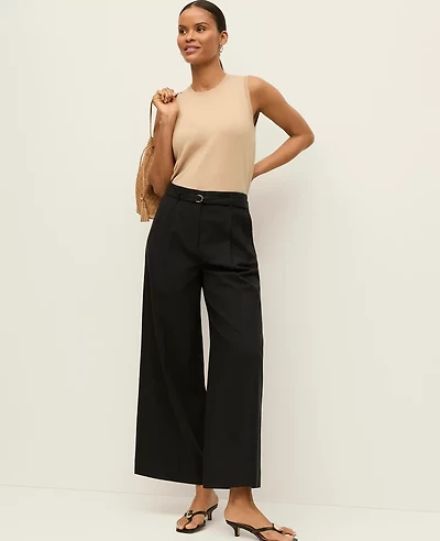 Ann Taylor The Belted Wide-Leg Ankle Pant Women's