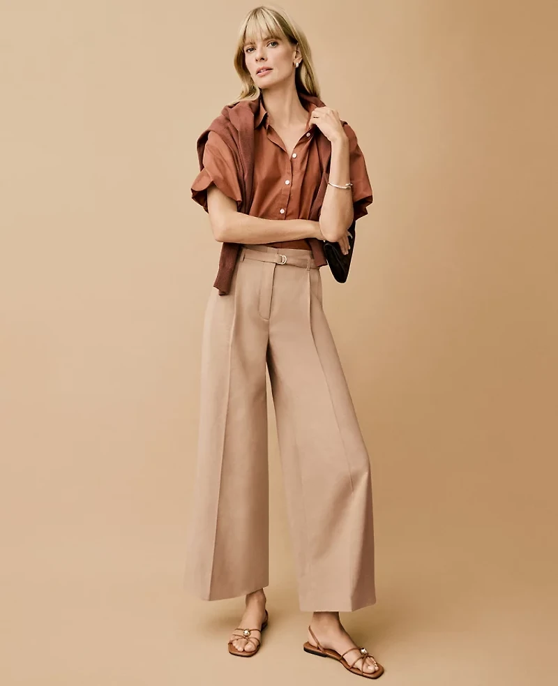 Ann Taylor The Belted Wide-Leg Ankle Pant Women's