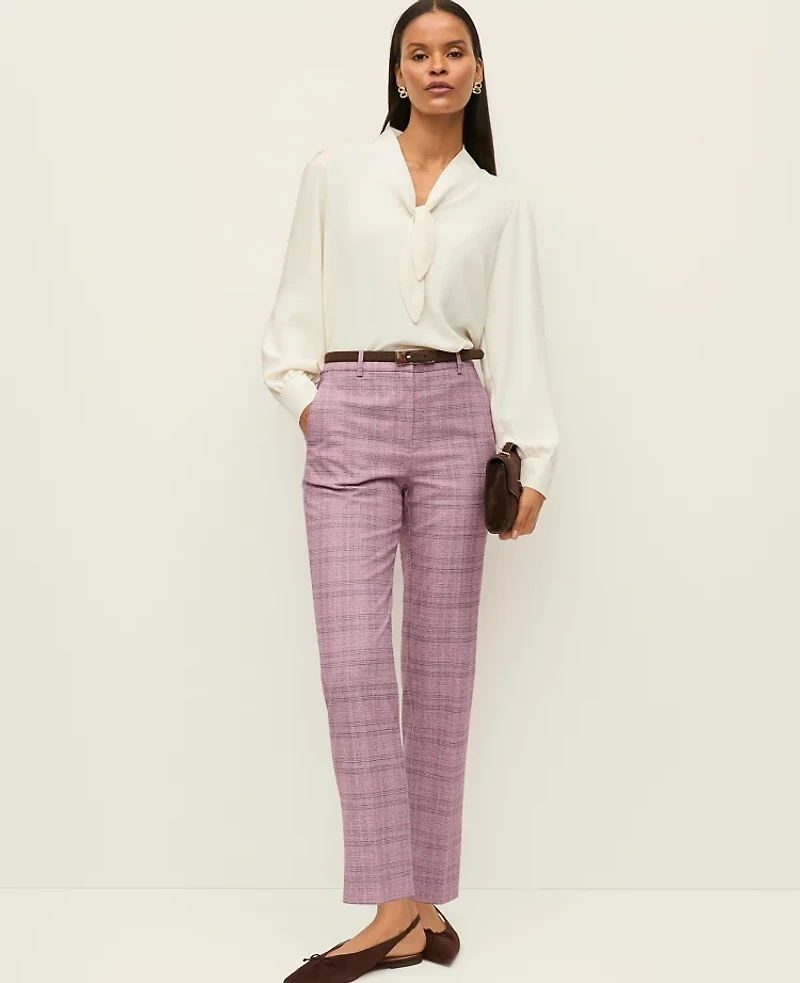 Ann Taylor The High Rise Everyday Ankle Pant in Plaid Size 10 Purple Multi Women's