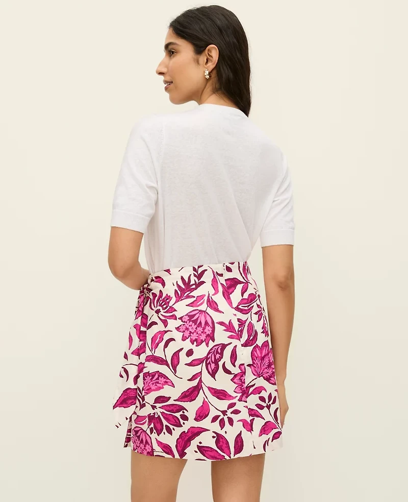 Ann Taylor Floral Sarong Wrap Skirt Pink Women's
