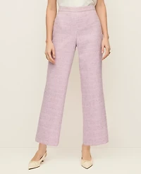 Ann Taylor The Petite Side Zip Straight Pant Tweed Violet Orchid Women's