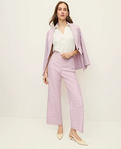 Ann Taylor The Petite Side Zip Straight Pant Tweed Violet Orchid Women's