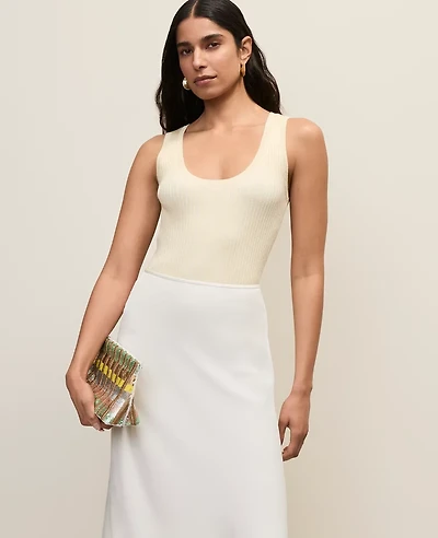 Ann Taylor Scoop Neck Sweater Shell Top Yellow Multi Women's