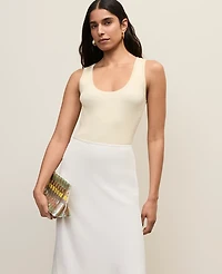 Ann Taylor Scoop Neck Sweater Shell Top Yellow Multi Women's