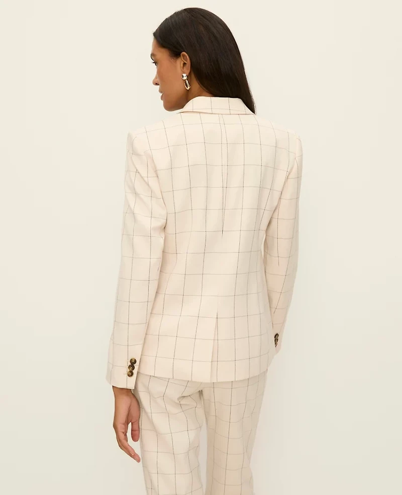 Ann Taylor The Petite Hutton Blazer Windowpane Ivory/Black Combo Women's