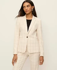 Ann Taylor The Petite Hutton Blazer Windowpane Ivory/Black Combo Women's