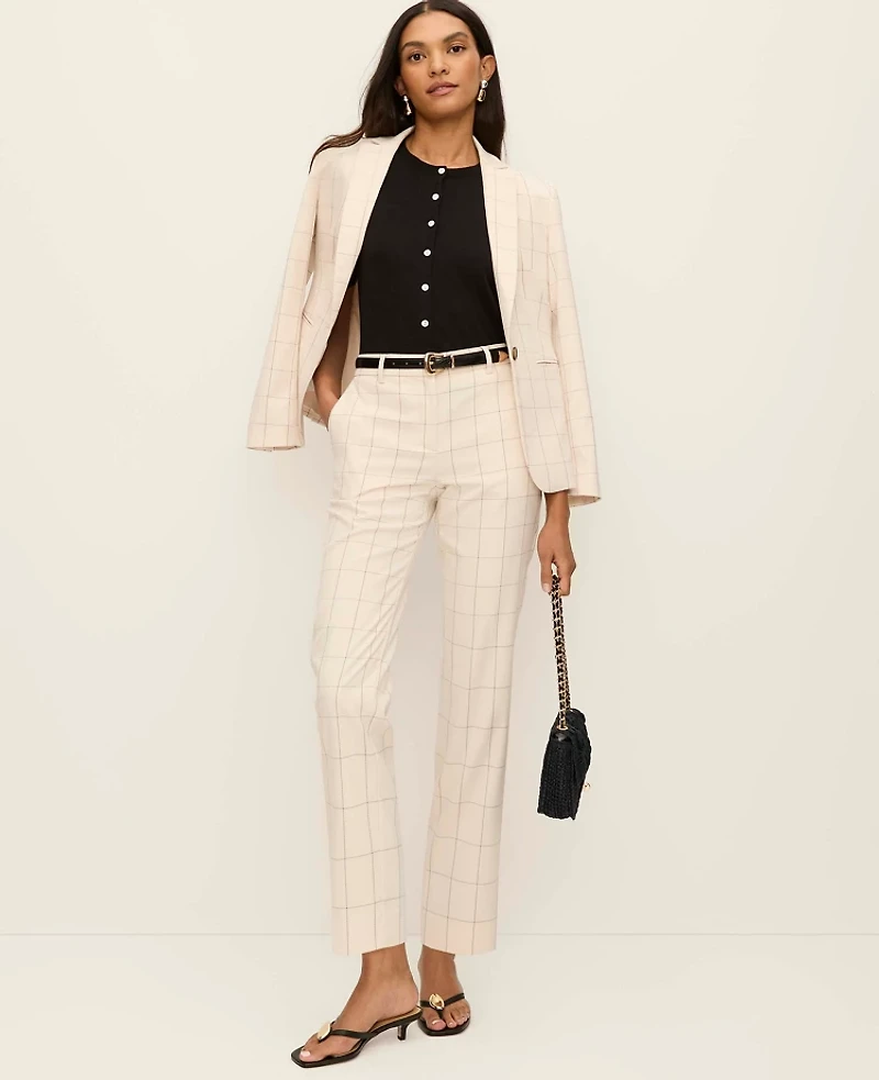 Ann Taylor The Hutton Blazer Windowpane Ivory/Black Combo Women's