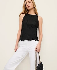 Ann Taylor Eyelet Halter Tank Top Women's
