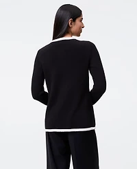 Ann Taylor Petite Textured Trim Sweater Jacket Black Women's