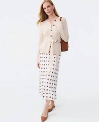 Ann Taylor Petite Belted Crew Neck Cardigan Sail Cloth Women's