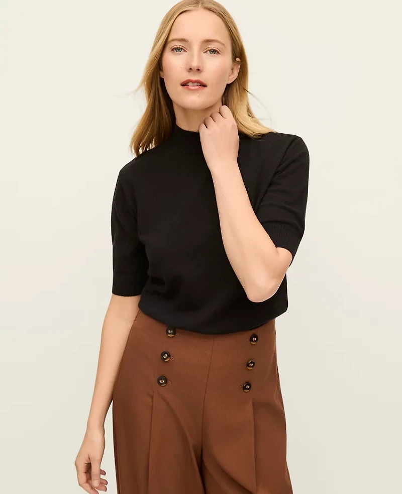 Ann Taylor Mock Neck Sweater T-Shirt Women's