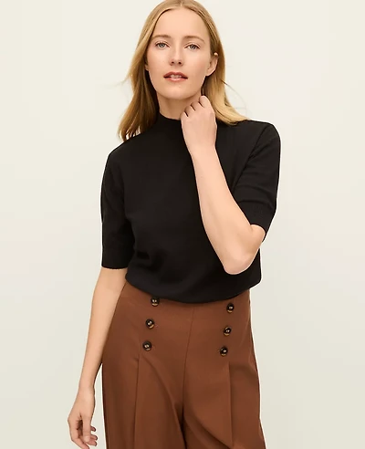 Ann Taylor Mock Neck Sweater T-Shirt Women's
