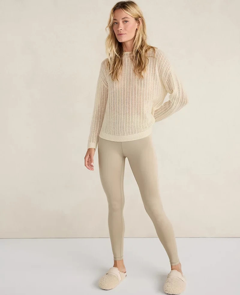 Ann Taylor Haven Well Within Wool and Cashmere Pointelle Roll Neck Sweater Ivory Women's