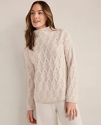 Ann Taylor Haven Well Within Cashmere Allover Cable Mockneck Sweater Women's