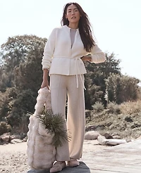 Ann Taylor Haven Well Within Chunky Cotton Blend Belted Cardigan Ivory Women's