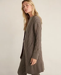 Ann Taylor Haven Well Within Organic Cotton Cashmere Cable Cardigan Saddle Brown Women's