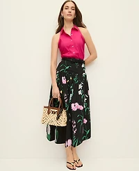 Ann Taylor Floral Gathered Maxi Skirt Black Women's