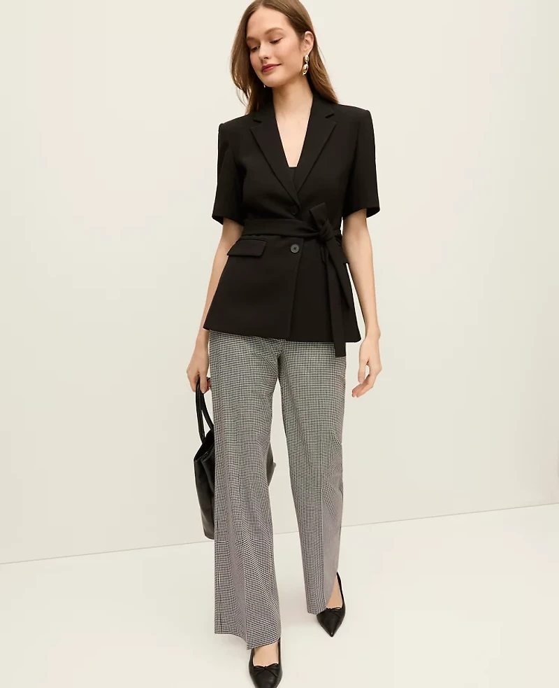 Ann Taylor The Petite Jayne Trouser Gingham Black/White Combo Women's