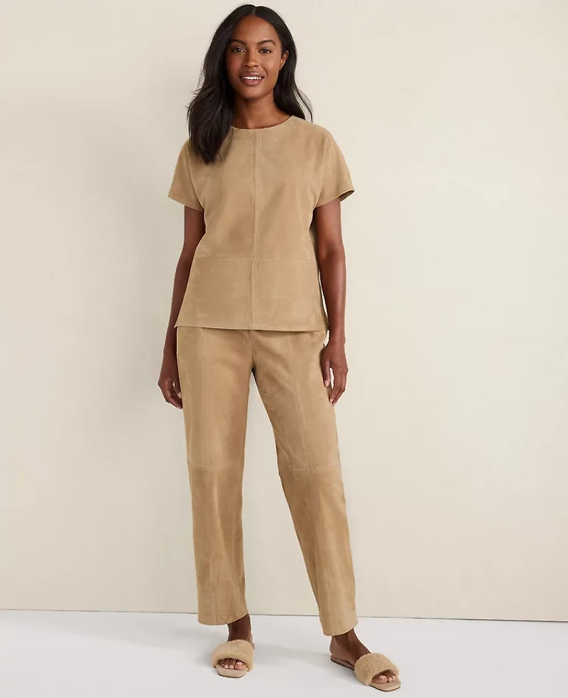 Ann Taylor Haven Well Within Suede Muscle T-Shirt Size Small Nougat-Haven Women's