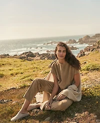 Ann Taylor Haven Well Within Suede Muscle T-Shirt Size Small Nougat-Haven Women's