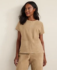 Ann Taylor Haven Well Within Suede Muscle T-Shirt Size Small Nougat-Haven Women's