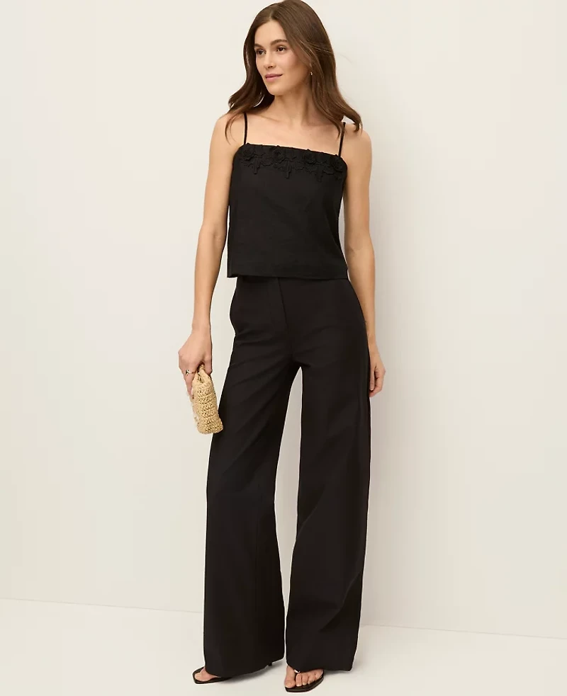 Ann Taylor The Modern Wide-Leg Pant Twill Black Women's