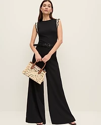 Ann Taylor The Statement Palazzo Pant Linen Blend Black Women's