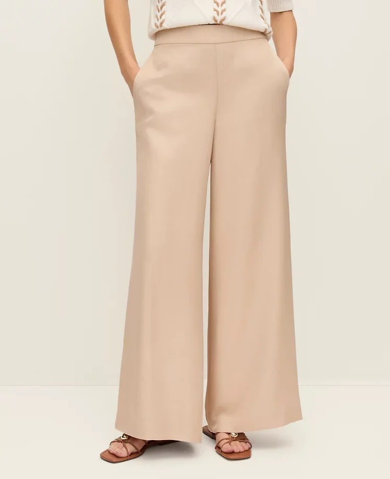 Ann Taylor The Easy Wide-Leg Pant Pale Sandalwood Women's