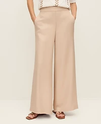 Ann Taylor The Easy Wide-Leg Pant Pale Sandalwood Women's