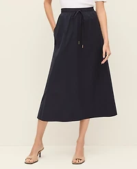 Ann Taylor Weekend Collection Drawstring Waist Midi Skirt Night Sky Women's