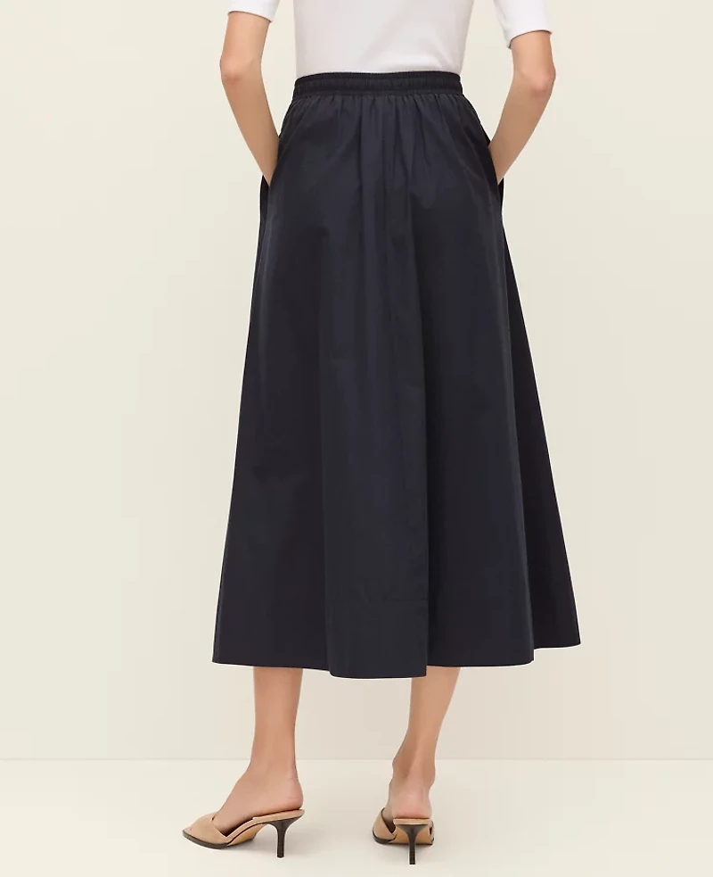 Ann Taylor Weekend Collection Drawstring Waist Midi Skirt Night Sky Women's