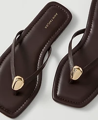 Ann Taylor Weekend Leather Embellished Flip Flop Sandal Women's