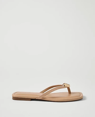 Ann Taylor Weekend Leather Embellished Sandal Sail Cloth Women's