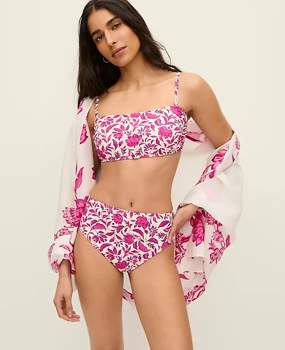 Ann Taylor Floral Two Piece Swimsuit Pink Women's