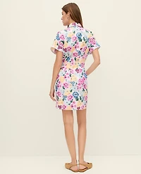 Ann Taylor Weekend Collection Floral Linen Blend Shirtdress Women's